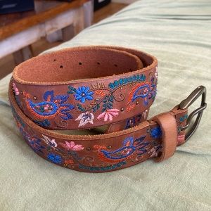 Lucky Brand Embroidered Leather Belt